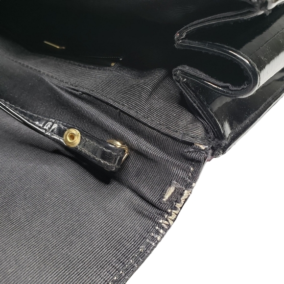 Ande | Vintage Black Patent Leather Glam Chic Evening Crossbody Bag Women's - Picture 13 of 16